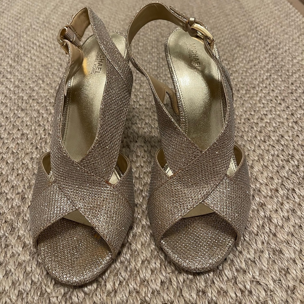 Michael Kors Gold Glitter Becky Sandal Heel